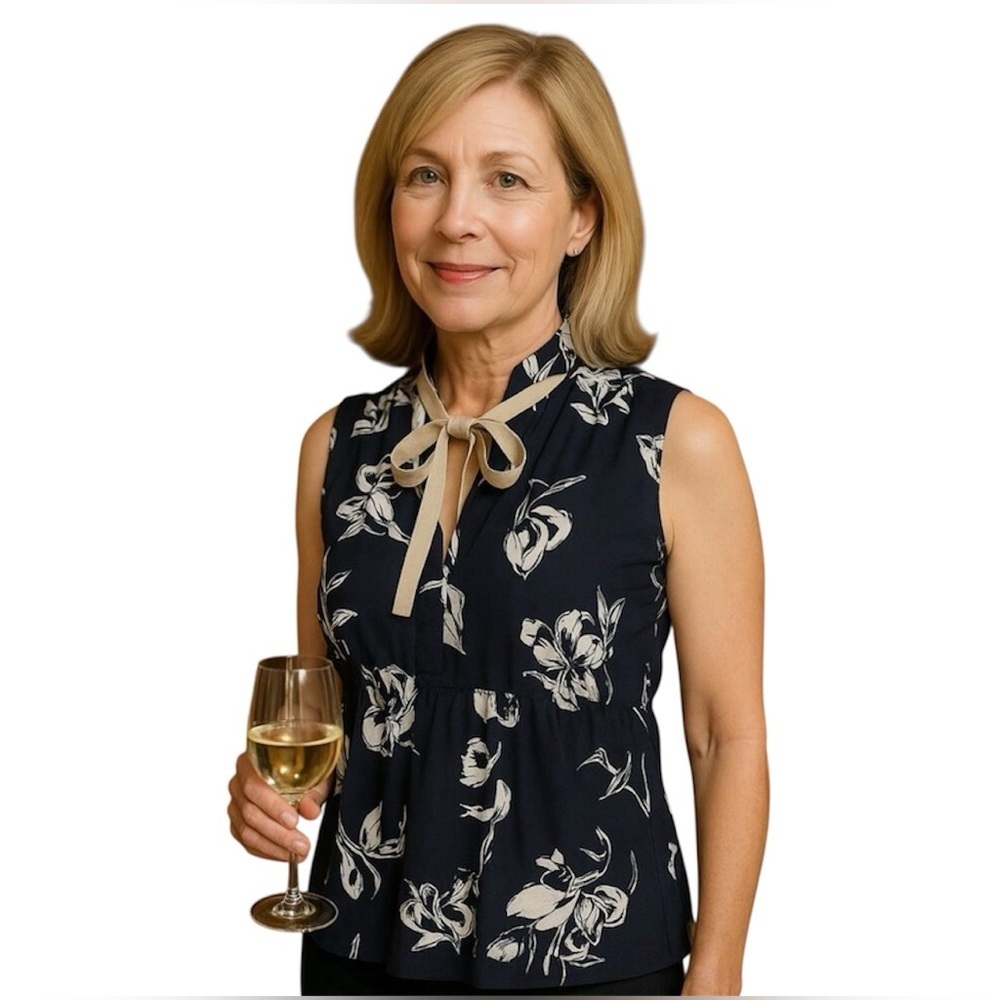 Dorothee Schumacher Sleeveless B/W  Classic Floral Blouse, Career, Coastal,  XS